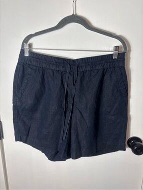 Talbots Blue Linen Blend Drawstring Shorts Size L Coastal Grandma Summer Resort